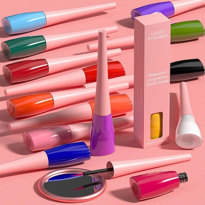evpct 1Pcs Tomato Liquid Eyeliner Makeup Waterproof Tomato Eye Liners for Women, Eyes Wing Eyeliner Stamps Shapes Colored Eyeliner delineador de ojos a prueba de agua contra el agua blanco para ojos