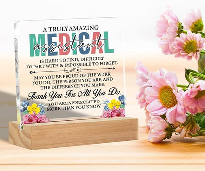 Medical Assistant Gifts for Women, MA Medical Assistant Appreciation Gifts Acrylic Desk Plaque Sign 4 x 4 Inches