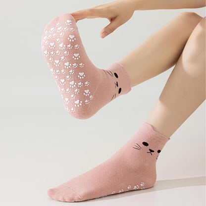 Cute Cat Pilates Sock with Grips Non-slip Yoga Sock Grip Socks for Women,Gifts for Women