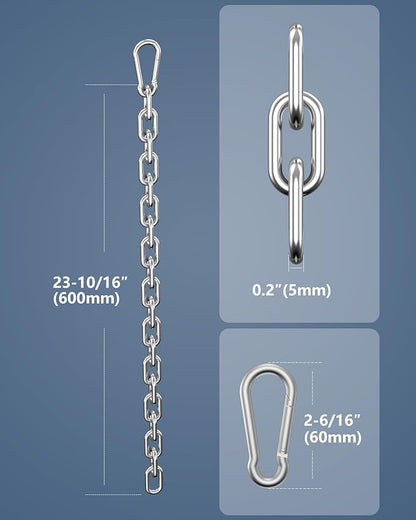 Fitness Extension Chain, 23.6 Inch Gym Weight Lifting Chain Workout Fit for Home Gym, Strength Training, LAT Pull Down - 304 Stainless Steel Cable Machine Extension