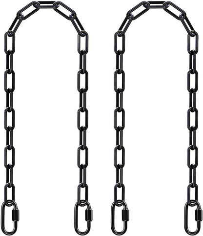 SELEWARE 2 Pack 60 Inch Hanging Swing Chain with 4 Carabiners, 1000LB Capacity Plastic Coated Hanging Chains, Hammock Hardware Kit for Swing, Hanging Chair, Punching Bags, Indoor Outdoor Gym (Black)
