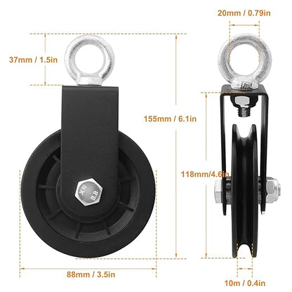 7 Pack 3.54 inch/90 mm Traction Silent Nylon Gym Cable Pulley Wheel, Rotation 360 Degree Traction Wheel, High-Quality, Strong Bearing Capacity,for LAT Pulley System DIY Gym Pulley System. by GENHAKON