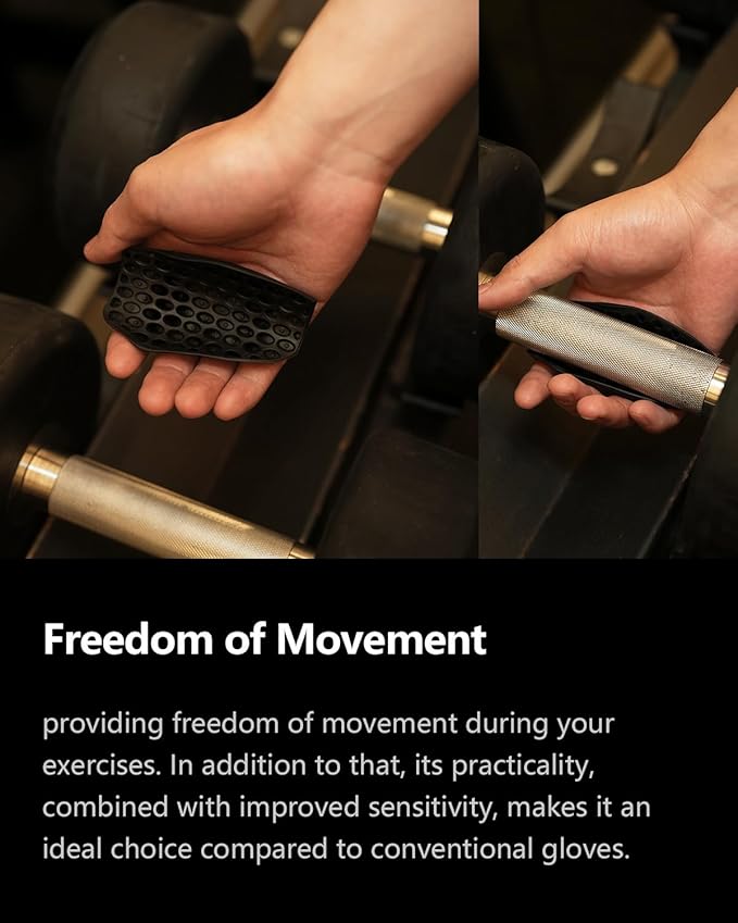 Workout Grips,Rubber Fingerless Gym Gloves, Pull Up Grips for Men Women Crosstraining Palm Grips Hand Protection，Suitable for Gym & Home Workouts, Improves Grip Strength