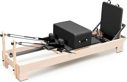 Pilates Reformer, Reformer Pilates Machine – Deluxe Version with Premium Maple Frame, Upgraded Spring System, Comfort Padding & Studio-Quality Glide – Pilates Reformer Set for Home & Studio