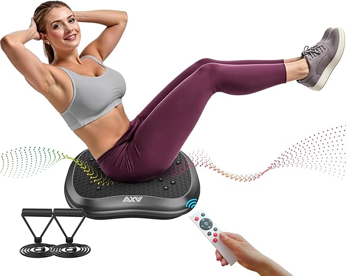 AXV Vibration Plate Exercise Machine Whole Body Workout Portable Mini Vibrate Fitness Platform Lymphatic Drainage Machine for Weight Loss Shaping Toning Wellness Home Gyms Workout (Mini)