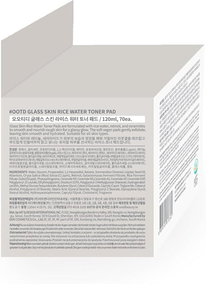 Toner Pads for Dry Dull Sensitive Skin Korean, #OOTD Retinol Ceramides Strengthen Skin Barrier Smoothing Hydrating, Toner Pad 70Pads 4.05oz 120ml
