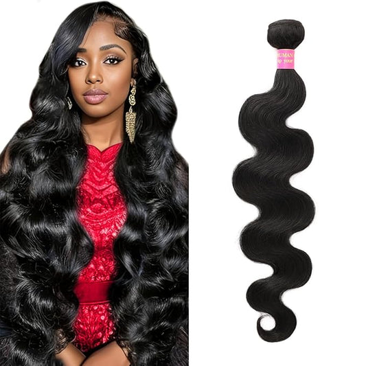 12A Brazilian Virgin Human Hair 1 Bundle 20 Inch Body Wave Bundles Human Hair 100% Unprocessed Quick Weave Hair Extensions Natural Black