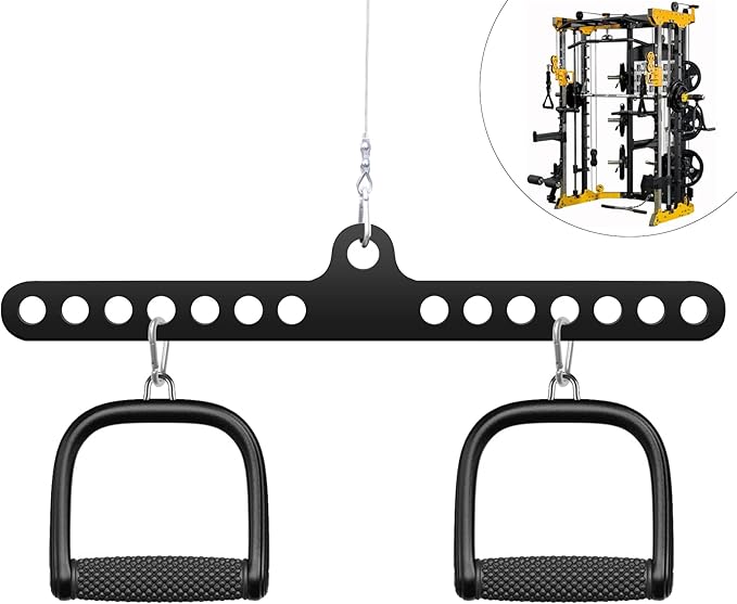 Double to Single Adaptor Plate LAT T Bar Row Pull Up Down Accessories Tricep Rope Cable Crossover Machine Attachments Workout Weight Spreader Bar Pulley System Landmine D Handles for Home Gym
