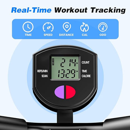 OWLSKY Squat Rowing Machine for Home Gym, Compact Foldable Squat Exercise Machine with LCD Monitor, Low-Impact Workout, Adjustable Seat, 350 LBS, Full-Body Fitness Equipment