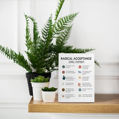 Radical Acceptance Canvas Wall Art - Mental Health Posters & DBT Poster - Therapist Office Decor 8x10 inch
