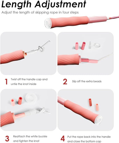2 Pack Beaded Jump Rope for Kids, Upgraded Segmented Jumping Rope for Workout, Adjustable Skipping Rope Speed Rope for Men & Women, Tangle-Free Kids Jump Rope with Soft Non-slip Handles