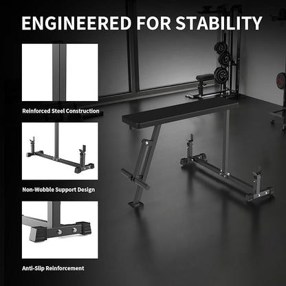 Seal Row Bench for Back Workout, Heavy-Duty Steel Rowing Bench with Barbell Holders, Incline Chest Support Pad for Home Gym Strength Training