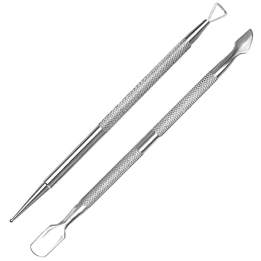 Manicure Kit for Women, 2-Piece Stainless Steel Nail Tools with Double-Ended Cuticle Pusher & Cuter, Gel Polish Remove Tool & Nail Dotter Pen for Nail Art, Home and Salon