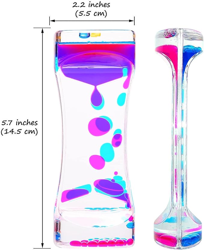 CAILINK Liquid Motion Bubbler, 4 Pack Stress Management Sensory Toys, Relief Fidget Bubbler,Relaxing Water Timers, Office Home Colorful Hourglass Desk Decor