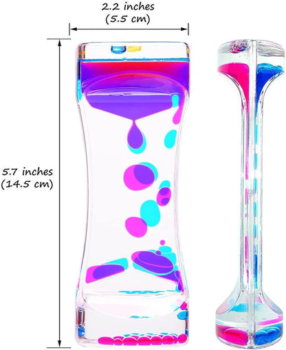 CAILINK Liquid Motion Bubbler, 4 Pack Stress Management Sensory Toys, Relief Fidget Bubbler,Relaxing Water Timers, Office Home Colorful Hourglass Desk Decor