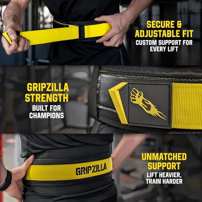 GRIPZILLA Weight Lifting Belt for Men & Women – Gym Belt for Back Support, Powerlifting, Deadlifts, Squats, Bodybuilding, Workout, Cross Training, Quick Lock Buckle Weightlifting Belt, Fitness Gear