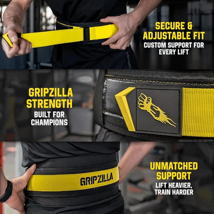 GRIPZILLA Weight Lifting Belt for Men & Women – Gym Belt for Back Support, Powerlifting, Deadlifts, Squats, Bodybuilding, Workout, Cross Training, Quick Lock Buckle Weightlifting Belt, Fitness Gear