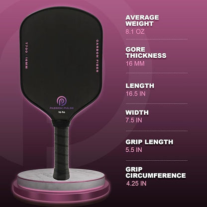 Pickleball Paddles 2025,Raw Carbon Fiber Surface（CFS） 16mm T700 High Grit & Spin, Pro Pickle Ball Paddles Designed for Ultimate Spin & Consistency