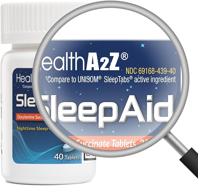 HealthA2Z® Sleep Aid | Doxylamine Succinate 25mg | Non Habit-Forming (40 Counts (Pack of 1))