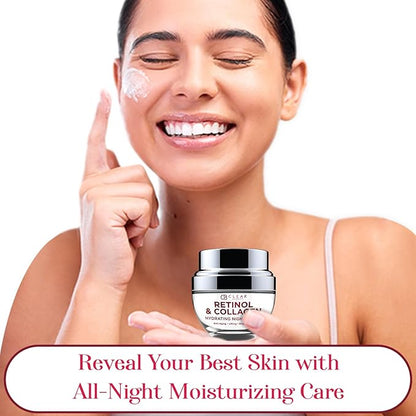 Retinol & Collagen Night Face Moisturizer - Dermatologist Tested, Moisturizes, Reduces Wrinkles & Fine Lines, Hydrating Cream, Cruelty-Free Korean Skin Care, All Skin Types - 1.69 oz