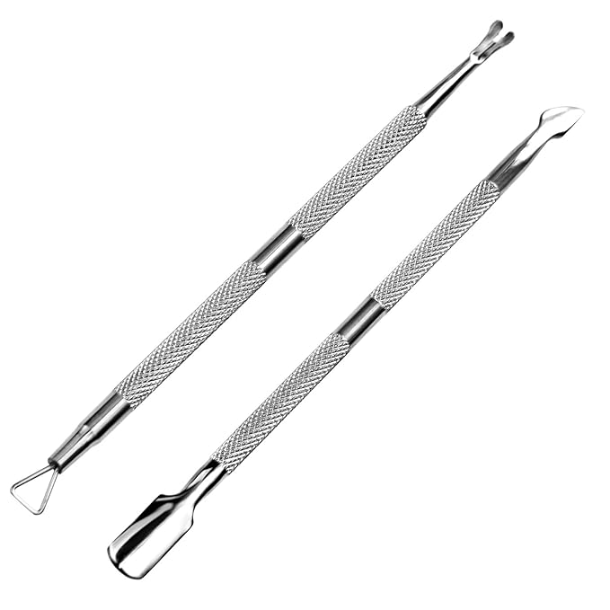 Professional Cuticle Pusher and Cutter, Cuticle Trimmer & Cuticle Remover, 2-Piece Manicure Tools Set for Fingernail and Toenail