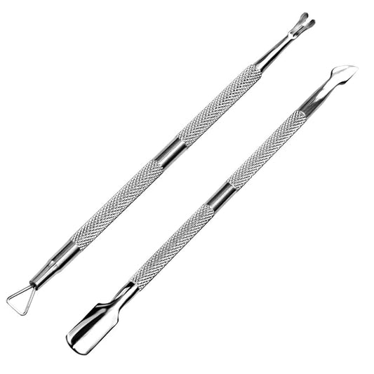 Professional Cuticle Pusher and Cutter, Cuticle Trimmer & Cuticle Remover, 2-Piece Manicure Tools Set for Fingernail and Toenail