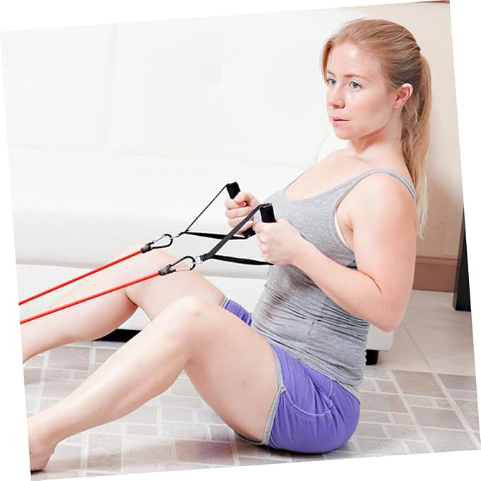 Garneck 4pcs Resistance Band Handles Plastic D Ring Exercise Strap Foam Handle Band Fitness Equipment for Home Gym Overhead Strength Training Stretching Black