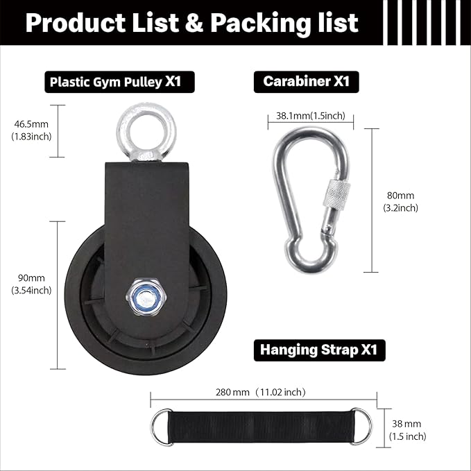 Pulley system for home gym, Aluminum GYM Pulley Wheel Universal Aluminum Alloy Bearing Pulley Wheel for Cable Machine Gym Equipment Part Garage Door