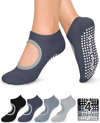 yeuG Grip Pilates Socks for Women Yoga Socks with Grips Open Top Non Slip Grippy Socks for Barre, Ballet, Barefoot Workout