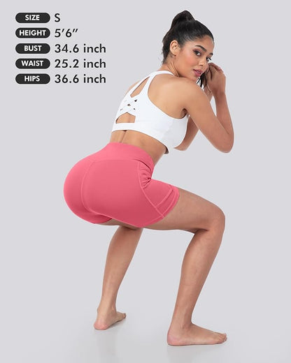 LZYVOO Biker Spandex Shorts Women, High Waisted Tummy Control Workout Yoga Shorts with Pockets