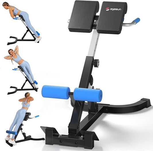 Roman Chair,Foldable Back Extension Machine,Adjustable Ab Back Extension Machine,Core Strength Trainer,Back Exercise Machine for Glute,Ab Workouts,Full All-in-One Body Workout&Home Gym Fitness