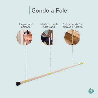 Balanced Body Gondola Pole for Use with Pilates Reformer, Balance Pole for Pilates Exercise, Wooden Exercise Stick for Home Gyms or Studios, 5 feet