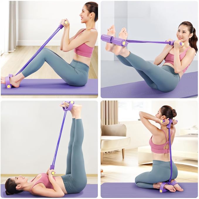 Fitness Resistance Bands-6 Tube, Resistance Bands with Foot Loops, Sit Up Training Band, Upgraded Smart Stirrup Puller,Fitness Pedal Ankle Puller, Pedal Puller Rope