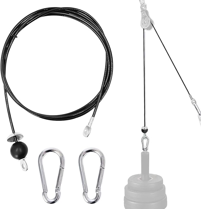 Favuit Fitness Pulley Cable, Gym Replacement Cable Heavy Duty Steel Wire Rope Fitness Cable Pulley System Attachments Home Gym Machine Equipment Workout Accessories