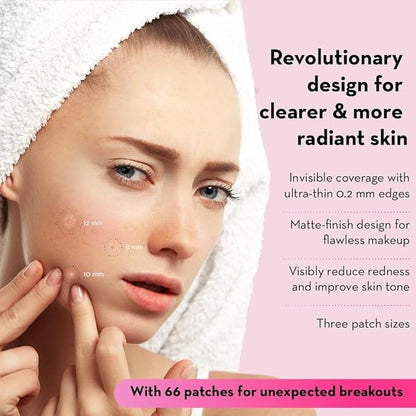grace & stella Pimple Patches for Face (66 Dots) - Hydrocolloid Acne Patches for Face - Invisible Zit Stickers - Flatten Spots in 6-8 Hrs
