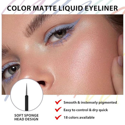 evpct 1Pcs Grey Liquid Eyeliner Makeup Waterproof Grey Eye Liners for Women, Eyes Wing Eyeliner Stamps Shapes Colored Eyeliner delineador de ojos a prueba de agua contra el agua blanco para ojos