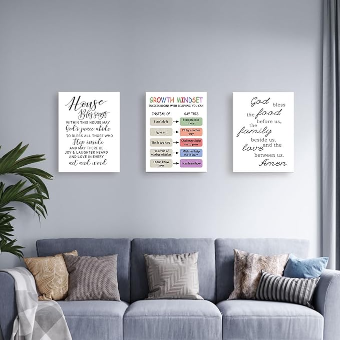 LISTNGBO Mental Health Canvas Wall Art,Growth Mindset Motivational Quote Therapy Artwork Painting Prints Poster Ready to Hang for Counselor Therapy Office School Wall Decor Treatment Decor,12x15 Inch