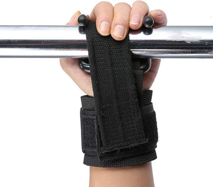 Heavy Duty Strap with pro Metal Lifting Steel Hooks Improves Grip for Weightlifting, Powerlifting, Bodybuilding & Deadlift - Neoprene Padded Wrist Wraps Provides Support for Men & Women