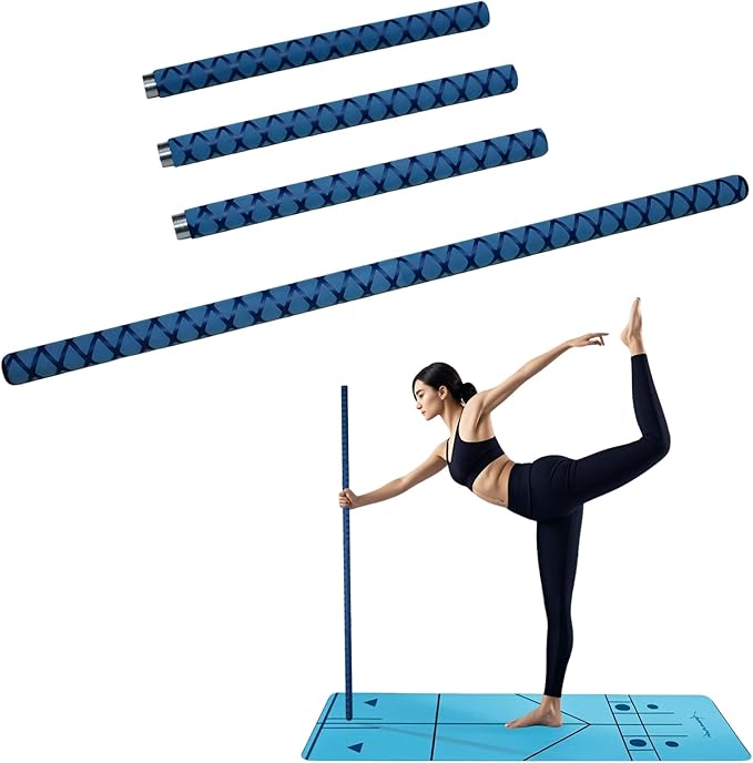 The Huang Yunming yoga stick is made of sturdy steel that is 5 feet high and an adjustable stretching stick, providing flexibility, agility, and balance. Multi functional fitness stick with 5 steel pipes