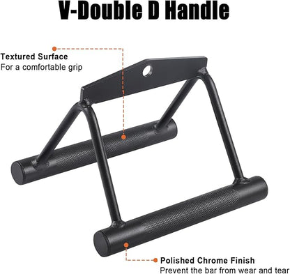 SERTT Workout Cable Machine Attachment for Home Gym, LAT Pulldown Attachments, Cable Accessories for Weight Training, Straight Pull Down Bar, Tricep Rope, Double D Row Handle, V-Shaped Bar