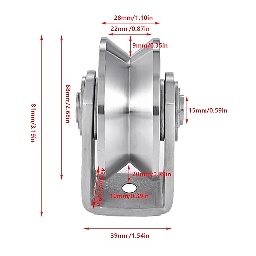 2pcs V Groove Wheel Stainless Steel Heavy Duty Wire Rope Pulley Block Sliding Gate Rollers Double Bearing Plate Caster Solid Track Rollers Wheels Fence Gate Wheel