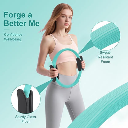 Home Pilates Essentials Kit – Home Pilates Equipment Kit with a 14-inch Pilates Ring and 9.8-inch Pilates Ball,4 Resistance Bands for Beginners—Train Muscles, Flexibility & Core Strength at Home