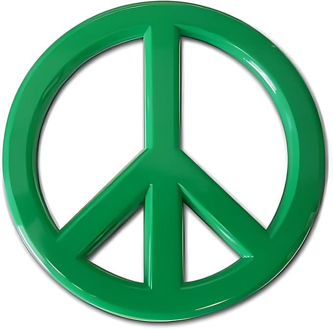 Classic Green Peace Sign Logo - Acrylic Car Emblem by Revolution Car Badges - Antiwar Peace and Love Symbol - Premium Alternative to Bumper Stickers, Decals, and Magnets (Green Acrylic)