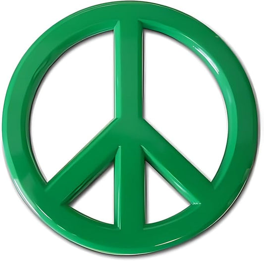 Classic Green Peace Sign Logo - Acrylic Car Emblem by Revolution Car Badges - Antiwar Peace and Love Symbol - Premium Alternative to Bumper Stickers, Decals, and Magnets (Green Acrylic)