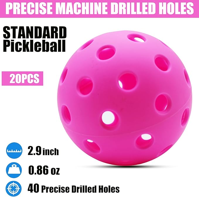 Magicorange Pickleball Balls, 20 Pack USAPA Approved Outdoor Pickleballs, High Elasticity & Durable Pickle Balls