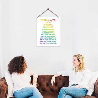 Mental Health Therapy Office Wooden Hanging Wall Decor Positive Energy Wood Sign Positive Affirmations Wood Wall Decor Office School Classroom Nursery Homes chool Decor Therapist Gifts 8''X10'' (DH84)
