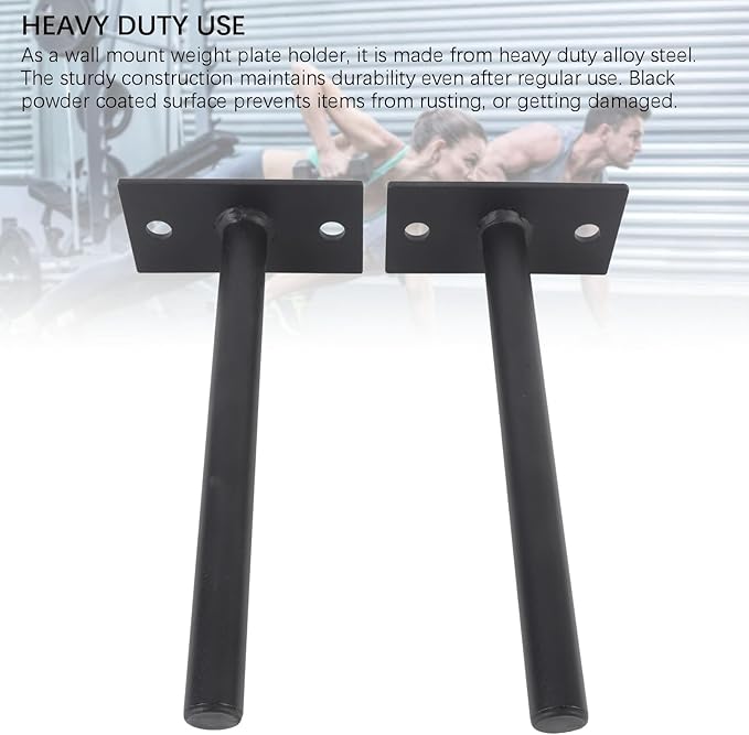 2Pcs Weight Plate Holder, Alloy Steel Wall Weight Plate Rack Wall Mounted Weight Rack Space Saving Wall Weight Storage Rack Organizer for Home Gym, Construction Diameter 1.0in