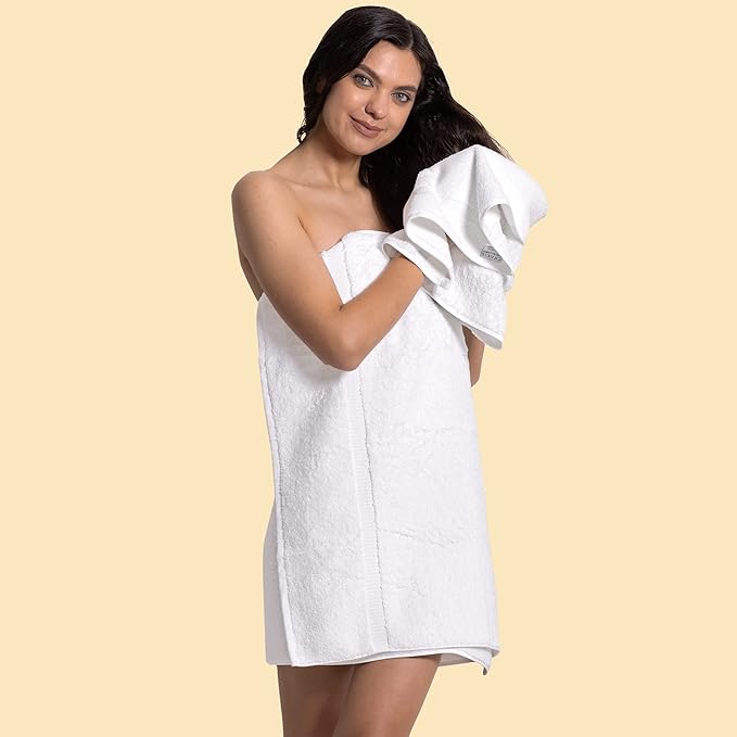 Chakir Turkish Linens 100% Cotton Premium Turkish Towels for Bathroom | 2 Bath Towels - 2 Hand Towels, 2 Washcloths (6-Piece Towel Set, White)