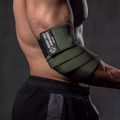 TAVIEW Elbow Wraps for Weightlifting (1 Pair), 47" Elastic Elbow Support & Compression Powerlifting, Fitness, Cross Training & Gym Workout - Elbow Straps for Weight Lifting