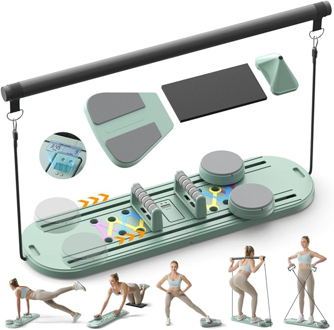 Pilates Board,Multifunctional Rebound Abdominal Board,Foldable Pilates Reformer Set, Ab Core Trainer Machine,Ab Exercise Board,Abs Workout Equipment for Women Home Gym Equipment